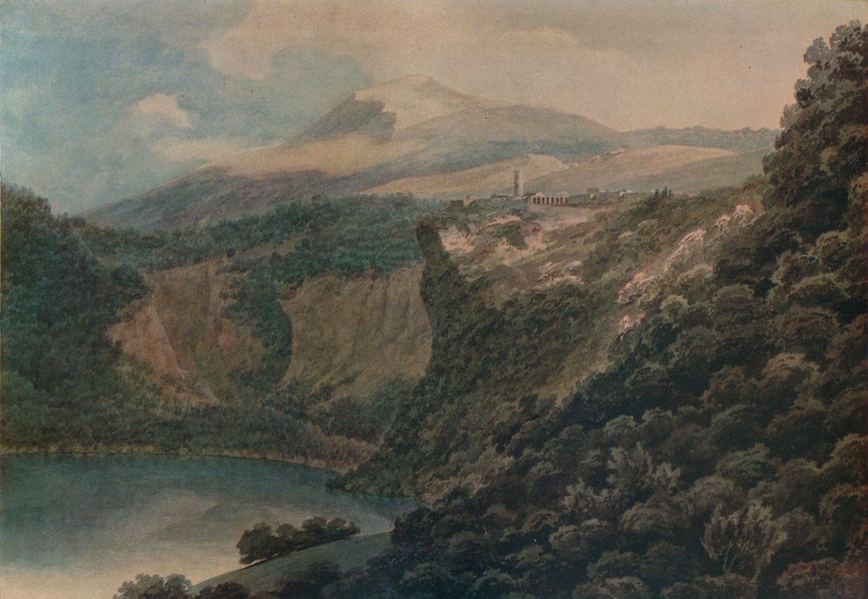 Jezioro i miasto Nemi, 1778 autorstwa John Robert Cozens