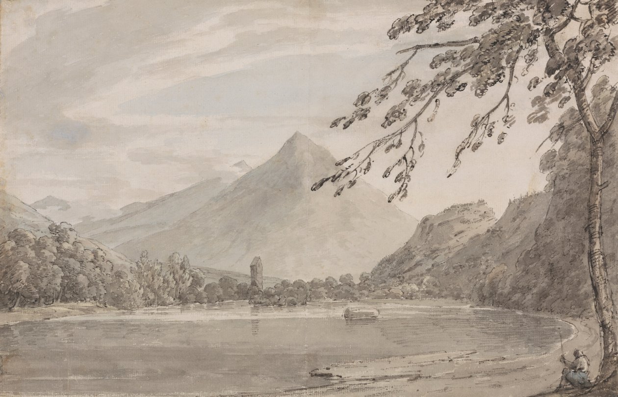 Nad rzeką Aare, między Unterseen a jeziorem Brientz autorstwa John Robert Cozens
