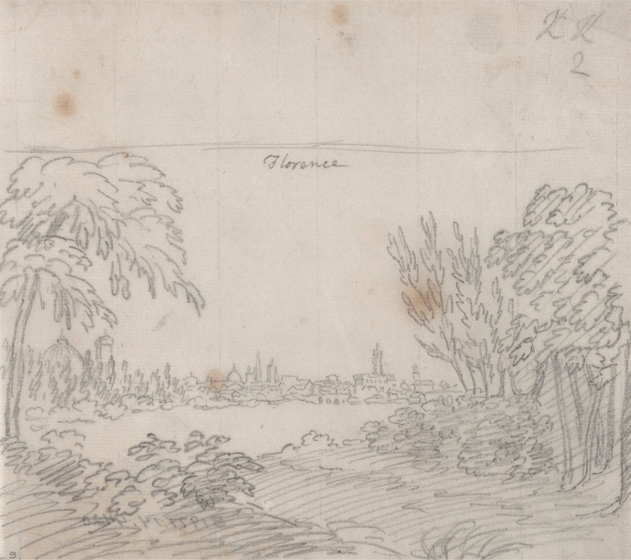 Widok Florencji z południowego brzegu Arno autorstwa John Robert Cozens