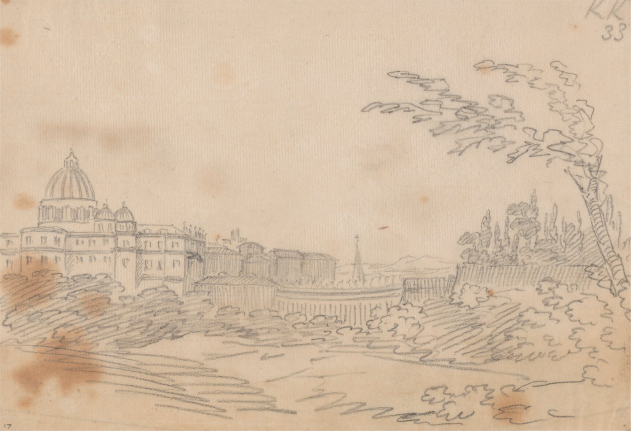Widok na Watykan autorstwa John Robert Cozens