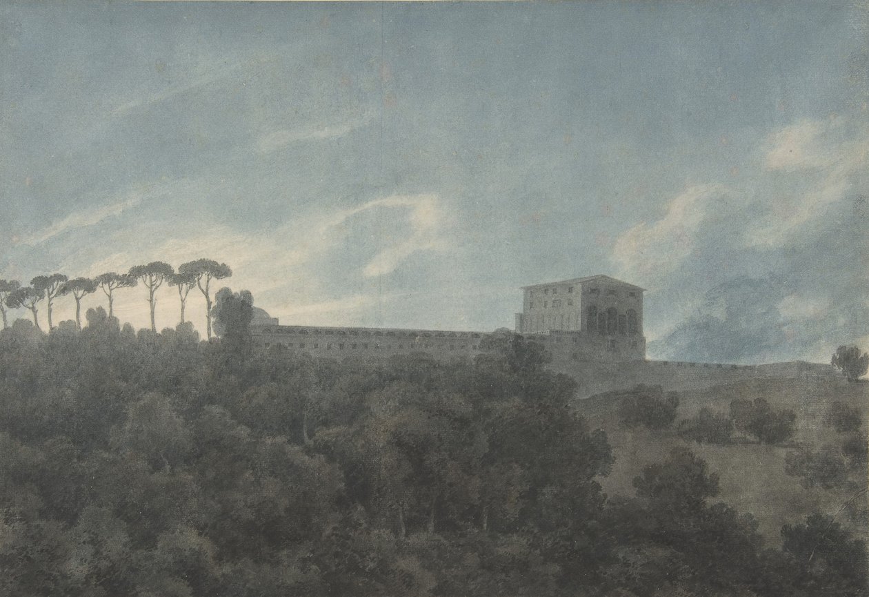 Widok Villa Lante na Janiculum w Rzymie, 1782-83. autorstwa John Robert Cozens