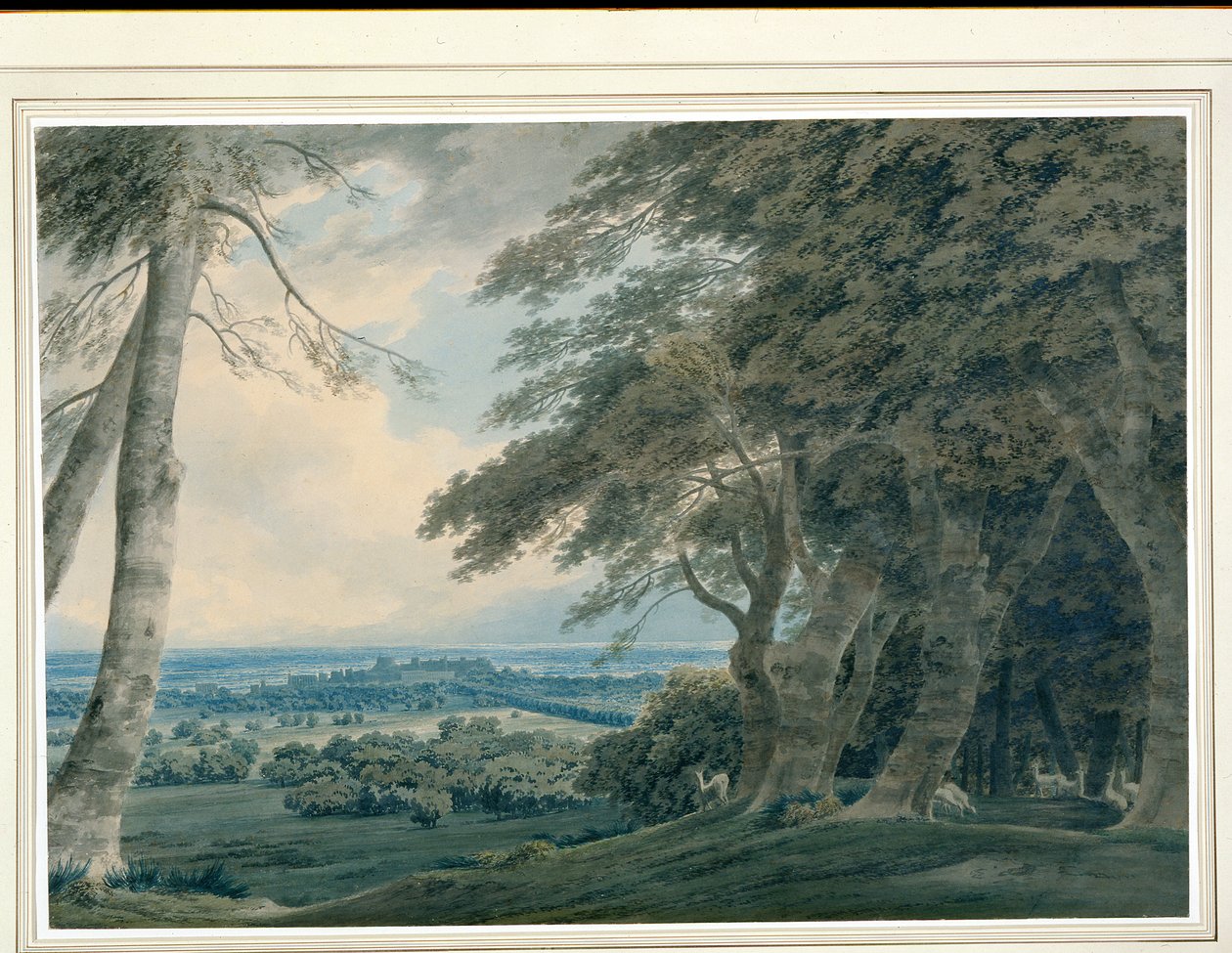 Zamek Windsor od południowego zachodu, ok. 1787-99 (wc na papierze) autorstwa John Robert Cozens