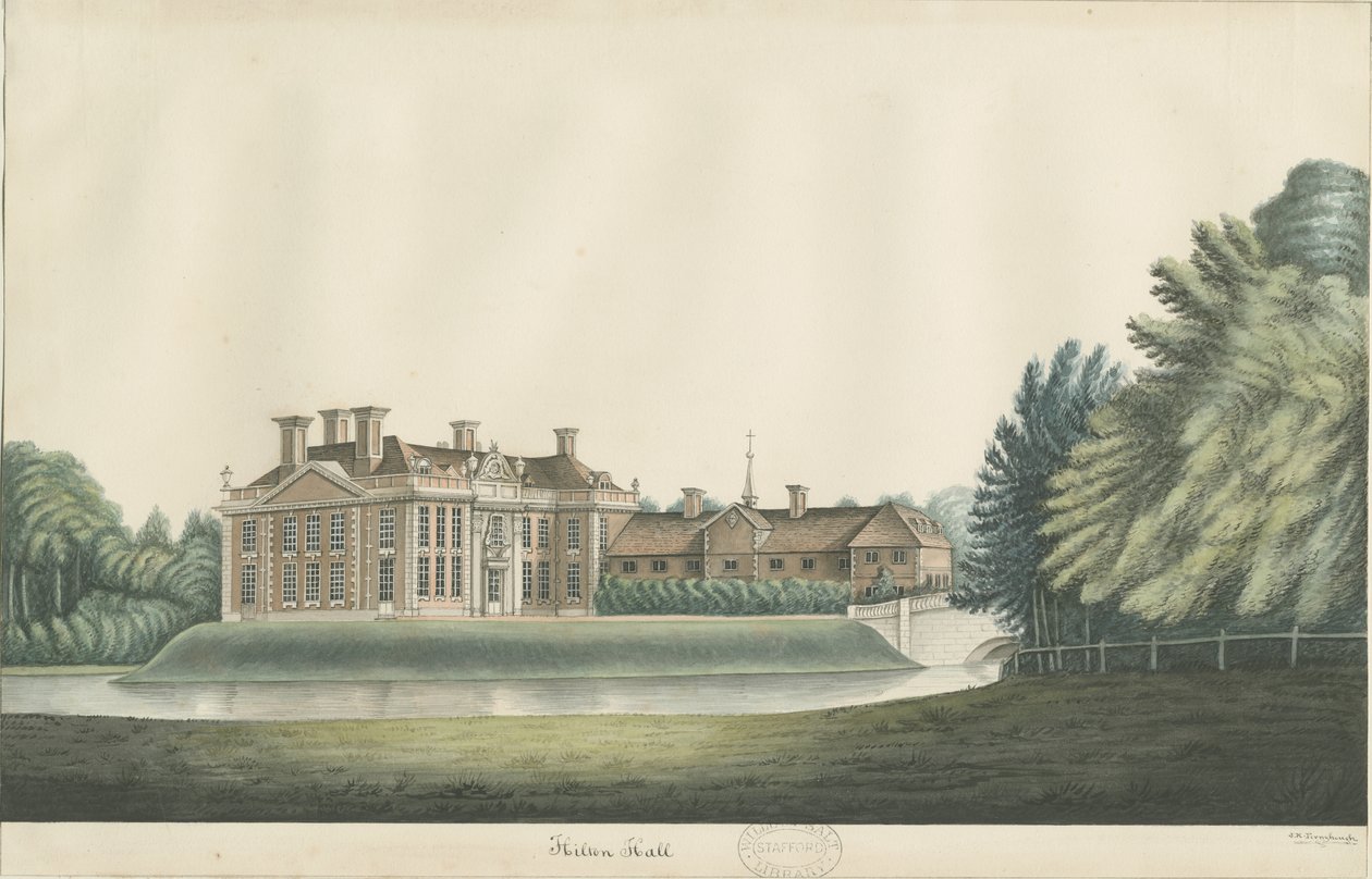 Hilton Hall: malarstwo akwarela, II [XIX w.] autorstwa John Robert Fernyhough
