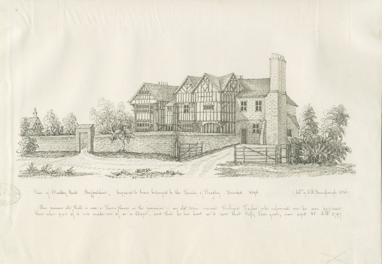 Kingswinford - Bradley Hall: rysunek piórem i tuszem autorstwa John Robert Fernyhough