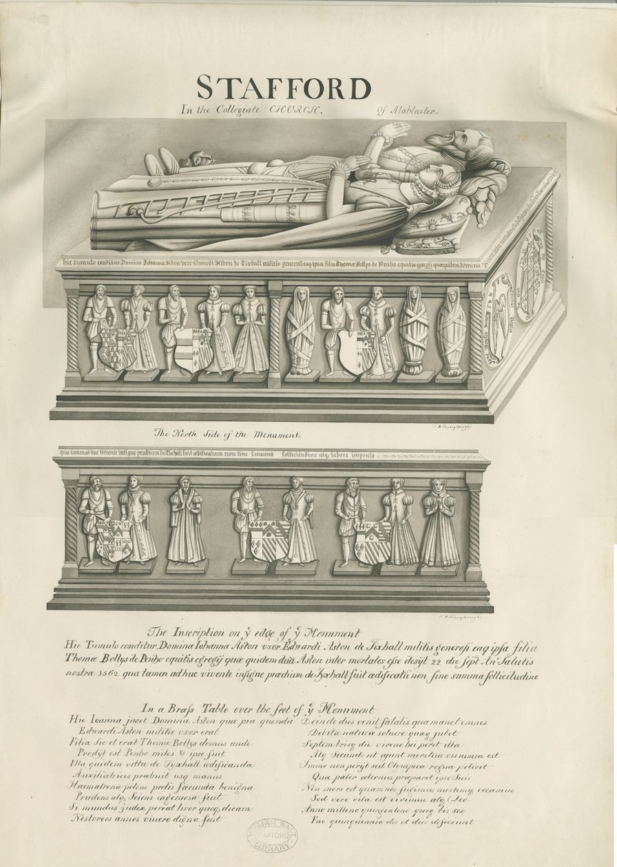 Stafford - Aston Monument w kościele Mariackim: rysunek w sepii, nd [XIX w.] autorstwa John Robert Fernyhough