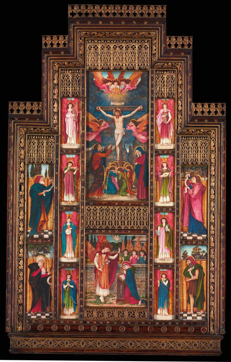 Projekt reredos w kościele Świętej Trójcy we Florencji, w gotyckiej oprawie odrodzenia autorstwa Berniniego z Florencji autorstwa John Roddam Spencer Stanhope