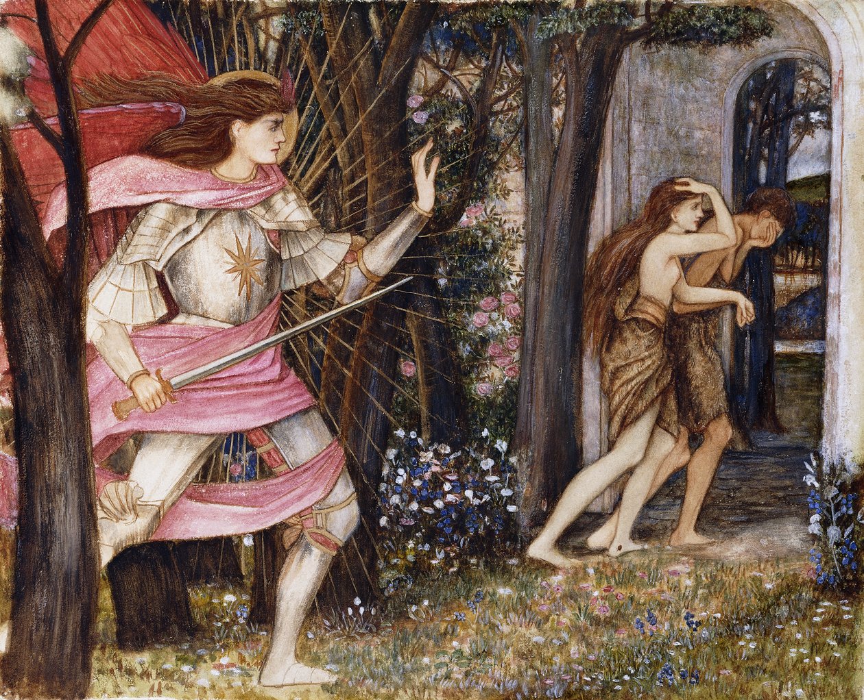 Wypędzenie z Ogrodu Eden, c.1877 autorstwa John Roddam Spencer Stanhope