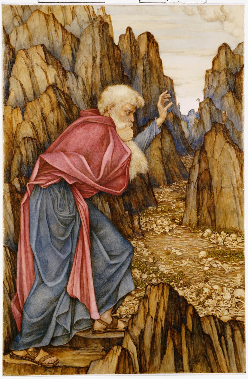 Wizja Ezechiela: Dolina Suchych Kości autorstwa John Roddam Spencer Stanhope