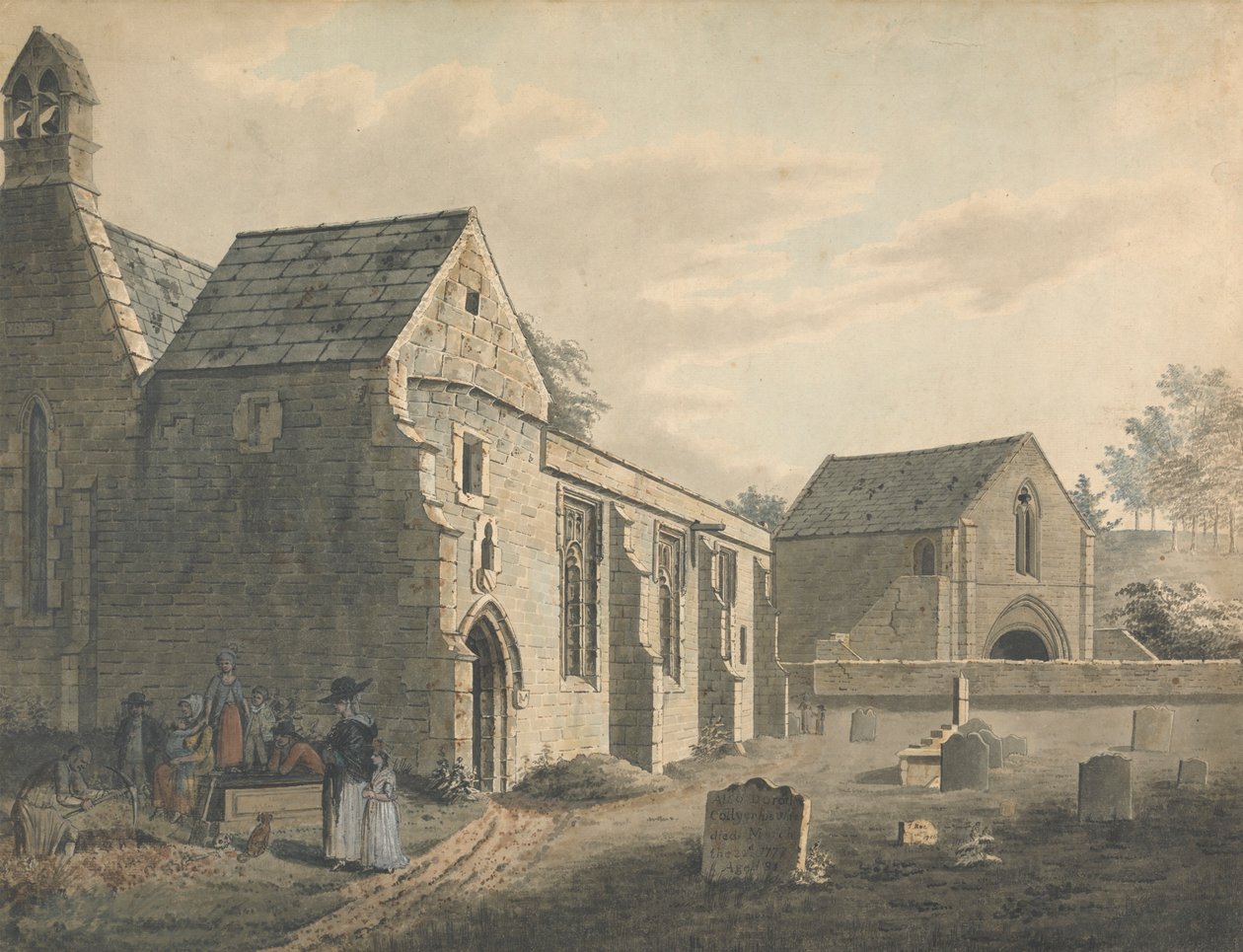 Kościół, cmentarz i figurki (Cmentarz) autorstwa John Roe of Warwick
