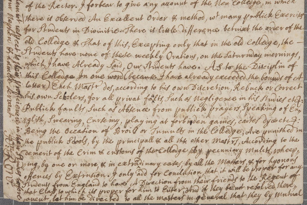 List od Johna Rowa, studenta w St Andrews, do jego wuja, 1691 autorstwa John Row