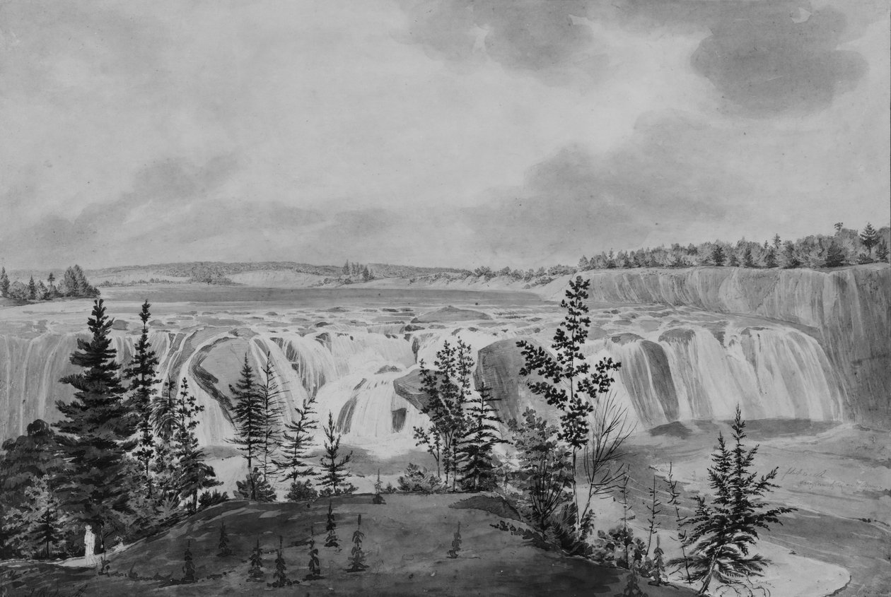 Cohoes Falls na rzece Mohawk w Nowym Jorku, . autorstwa John Rubens Smith