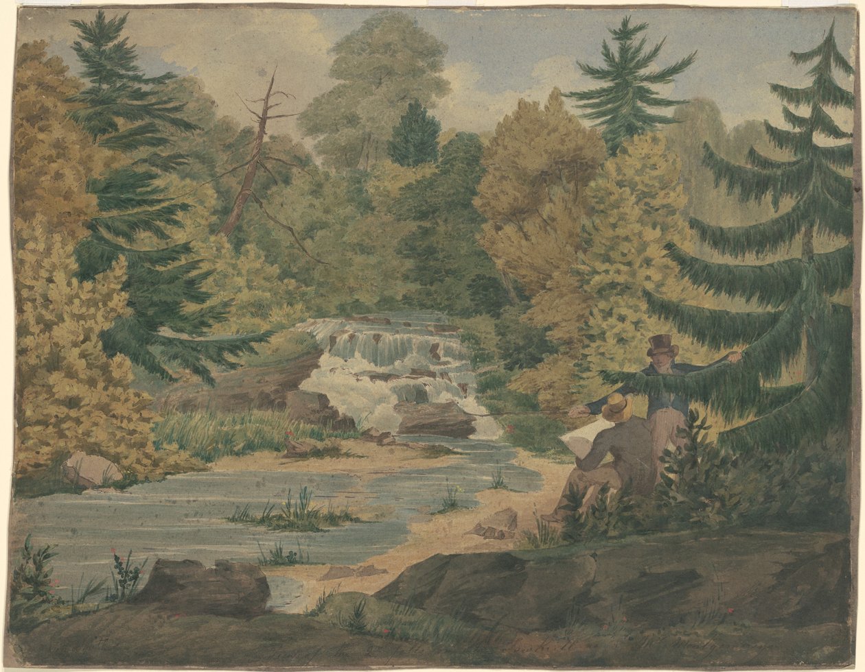 Widok na drugi wodospad na rzece Sawkill autorstwa John Rubens Smith
