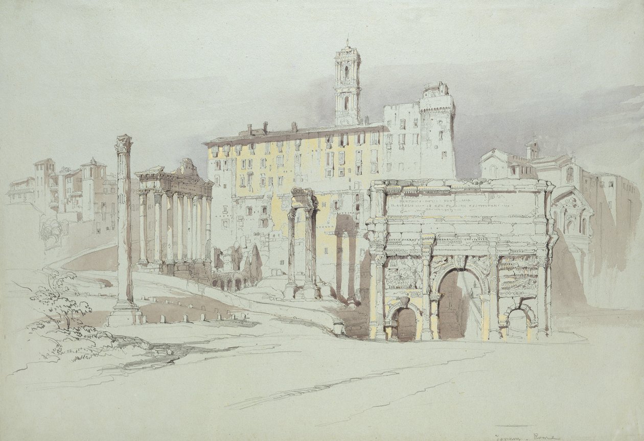 Okno z Palazzo Tolomei, Siena, ukazujące niegrzeczne i niesymetryczne Ułożenie masywnych kamieni, 25 - 27 czerwca 1870 (akwarela i farba nad grafitem na niebieskim papierze tkanym) autorstwa John Ruskin