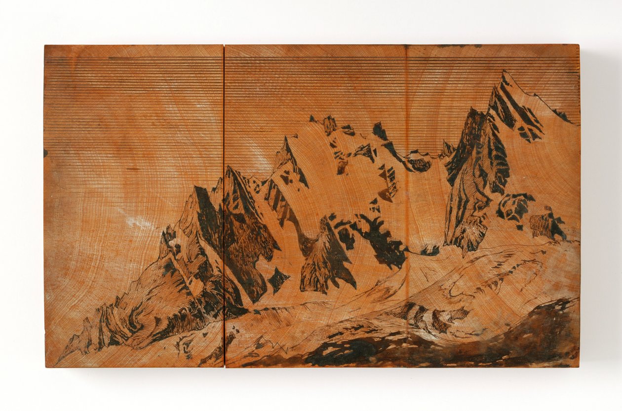 Aiguille Du Midi, Francja (pióro i tusz oraz akwarela na drewnie) autorstwa John Ruskin