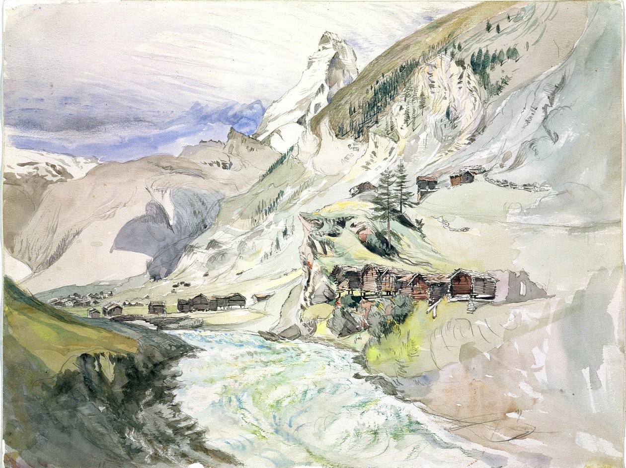 Alpejska dolina: Matterhorn w oddali autorstwa John Ruskin