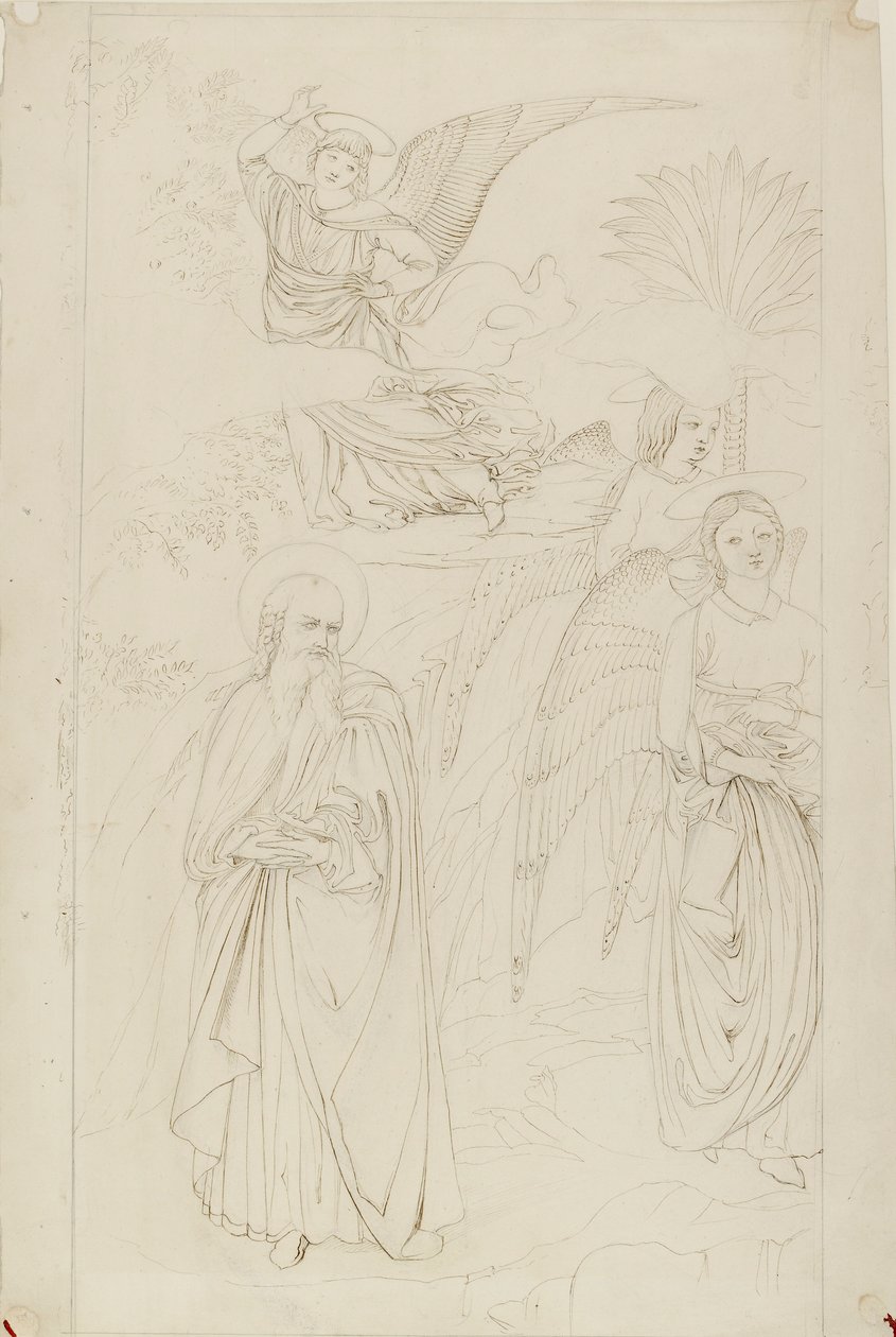 Rysunek Abrahama rozstającego się z Aniołami z Benozzo Gozzoli, 1845 autorstwa John Ruskin