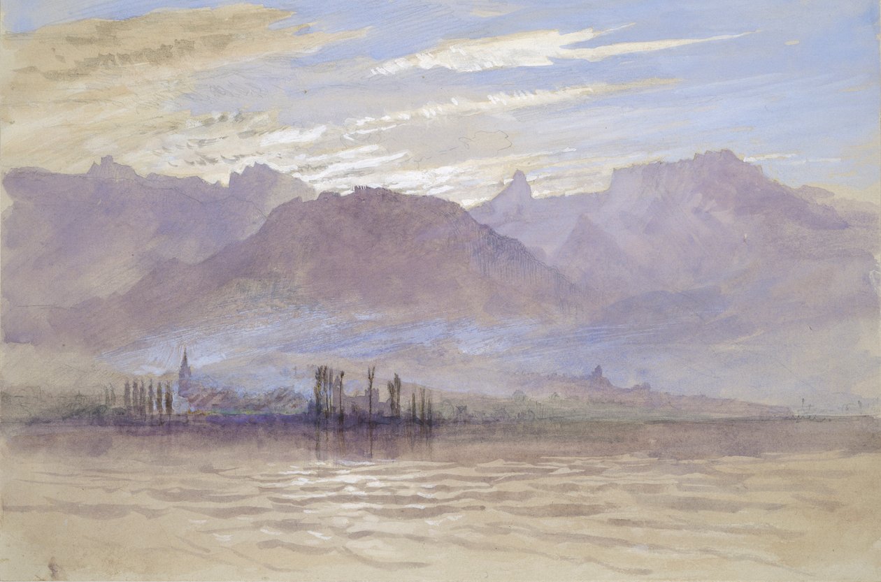 Poranek na wiosnę, z północno-wschodnim wiatrem, w Vevey, maj - czerwiec 1849 lub 1 maj 1869 autorstwa John Ruskin