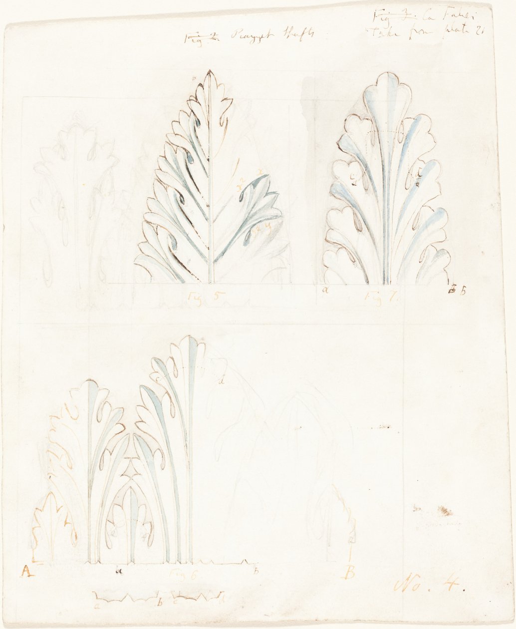 Studium ozdobne z motywem akantu do „Kamienie Wenecji” autorstwa John Ruskin
