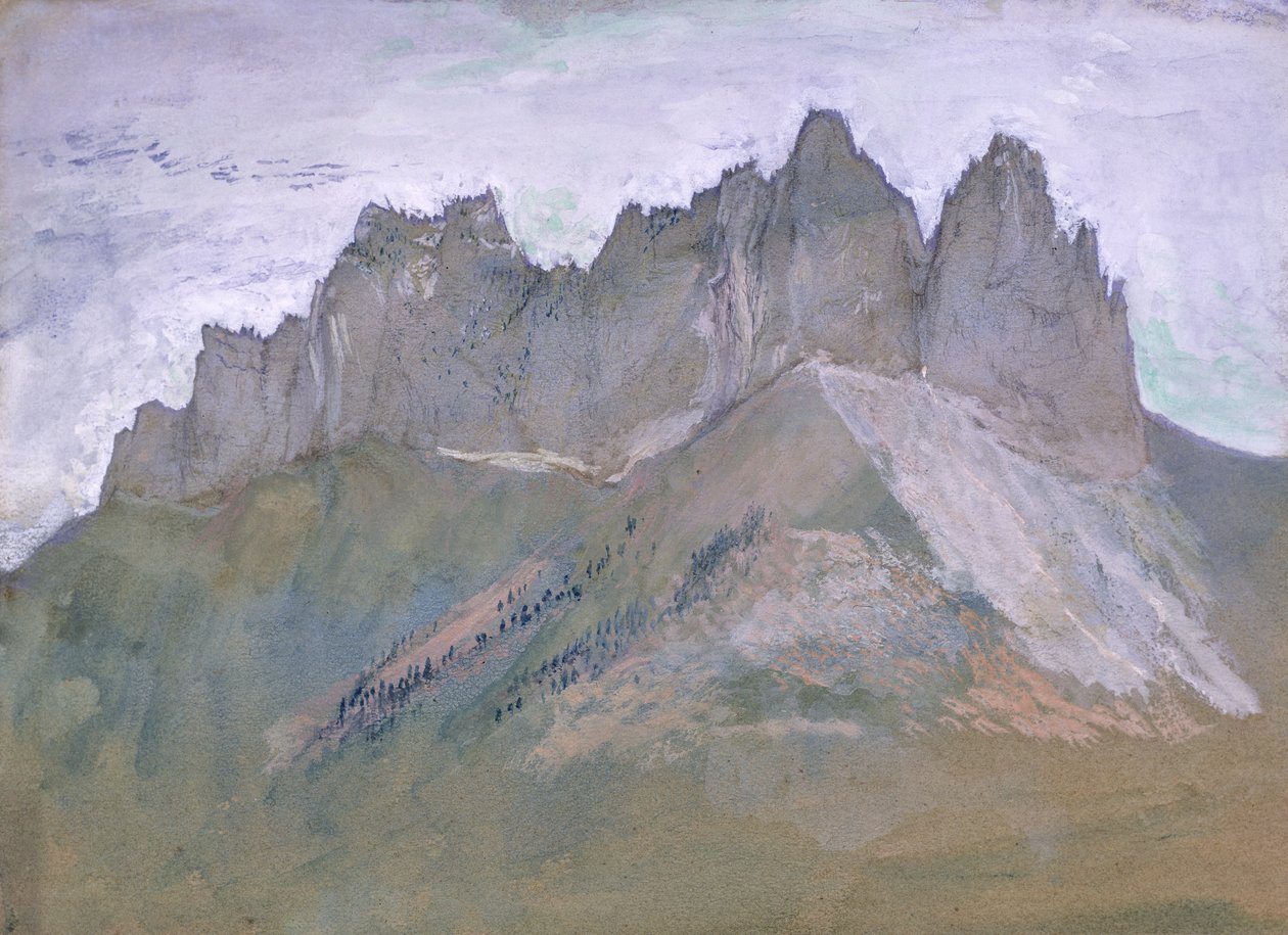 Rochers de Lanfon, Jezioro Annecy, ok. 1860 (gwasz i toaleta na papierze) autorstwa John Ruskin