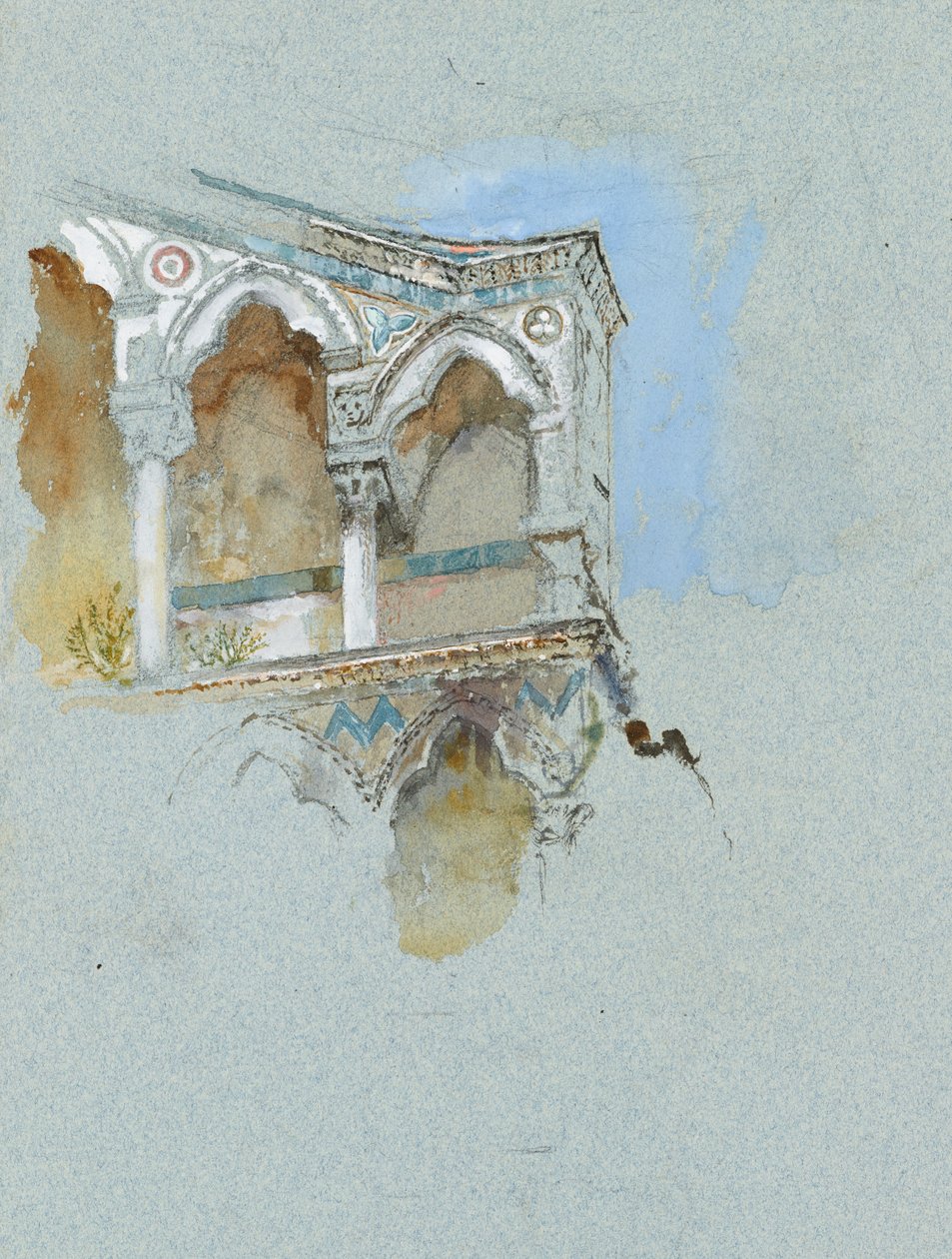 Studium gotyku pisańskiego (część fasady San Michele in Borgo w Pizie) autorstwa John Ruskin