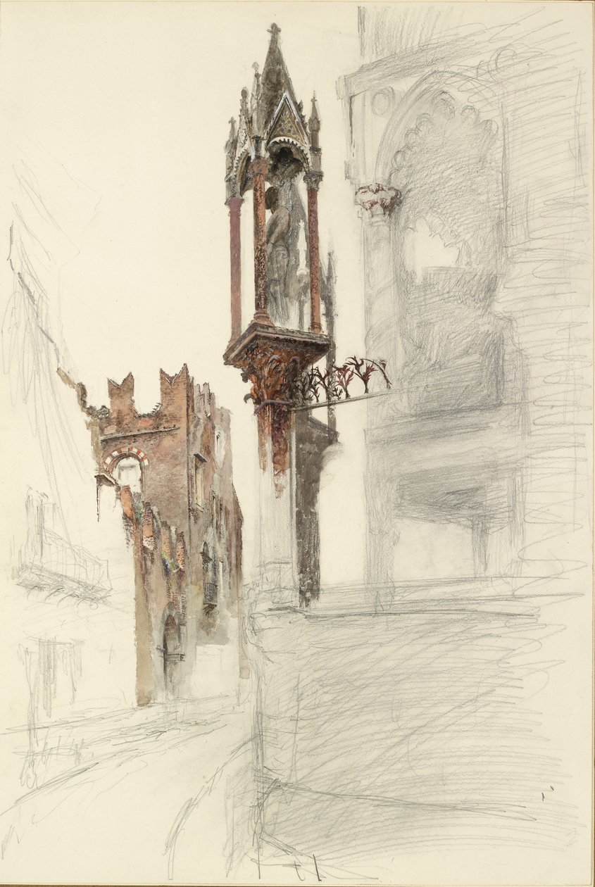 Studium niszy otaczającej grobowiec Cansignorio della Scala w Weronie, 1869 autorstwa John Ruskin
