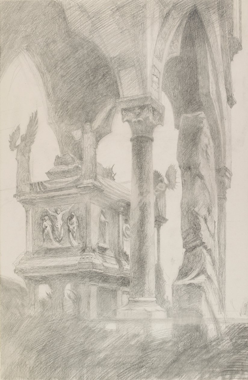 Studium grobowca Mastino II della Scala w Weronie, c1869. autorstwa John Ruskin