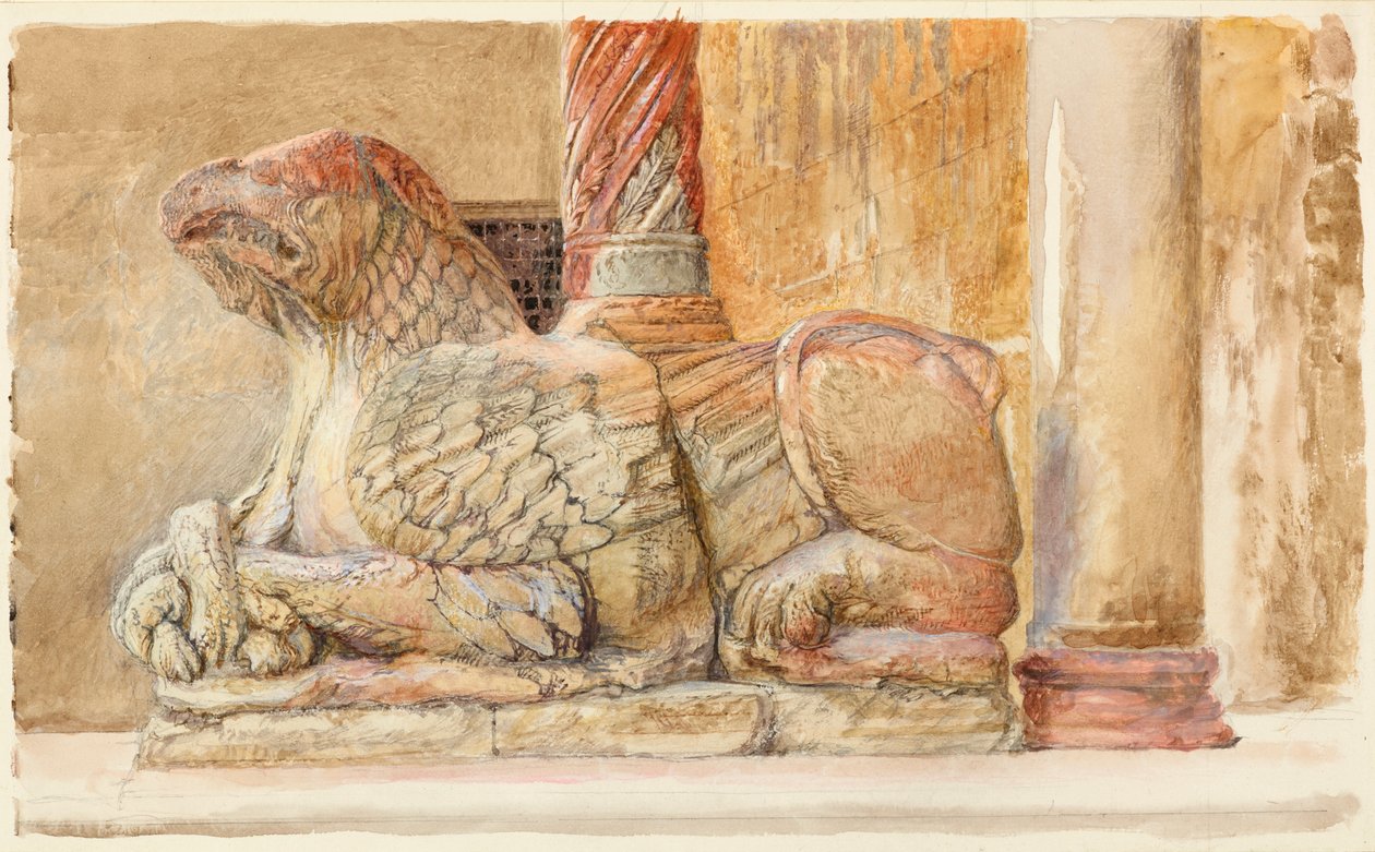 Gryf niosący północny szyb zachodniego wejścia do Duomo, Werona, 18 - 28 czerwca 1869. autorstwa John Ruskin