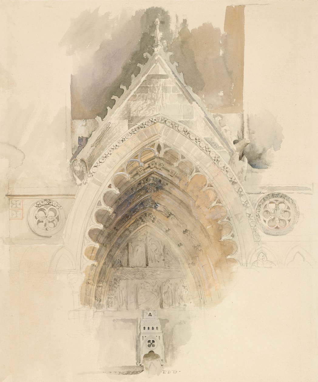 Łuk północny zachodniego wejścia do katedry w Amiens, 17-18 maja lub 23 września 1856 r. autorstwa John Ruskin