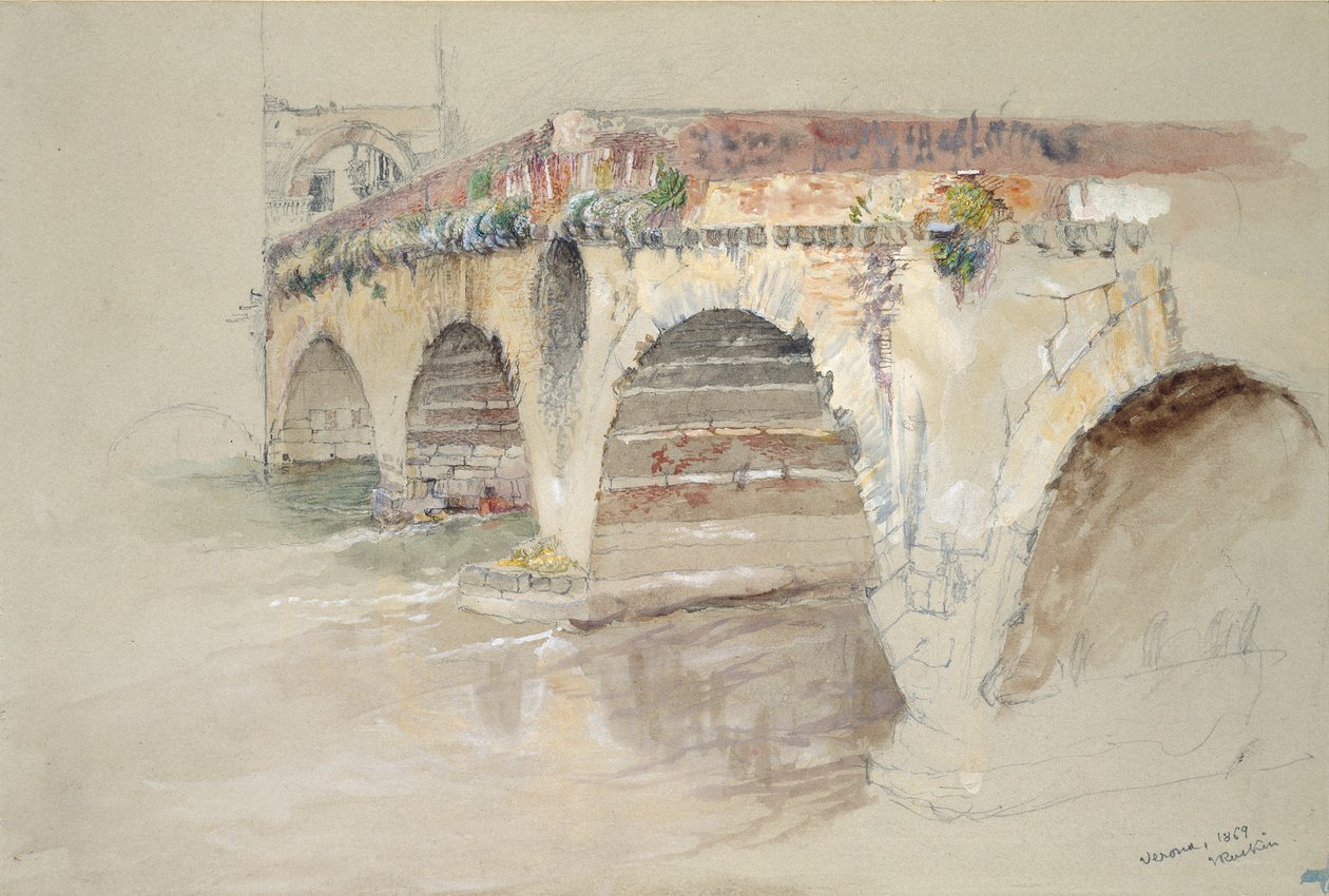 Ponte della Pietra, Werona, 14-17 czerwca 1869 r. autorstwa John Ruskin