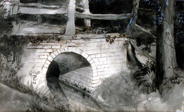 Mały Most Ceglany (tusz z wash na papierze) autorstwa John Ruskin