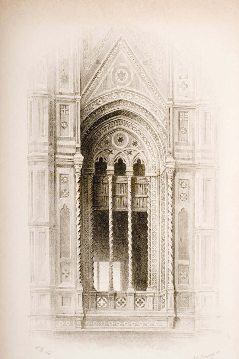 Maswerk z dzwonnicy Giotto we Florencji, z „Siedem lamp architektury” Johna Ruskina, rytowany przez Jamesa Charlesa Armytage (ok. 1820-97) opublikowany w 1894 r. (rycina) autorstwa John Ruskin