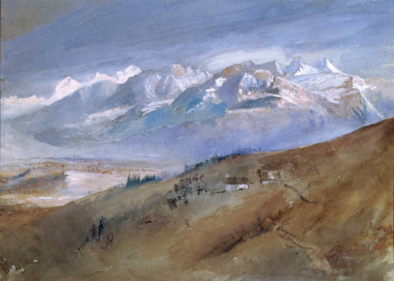 Widok z mojego okna na Mornex, gdzie przebywałem rok, 1862 (wc na papierze) autorstwa John Ruskin