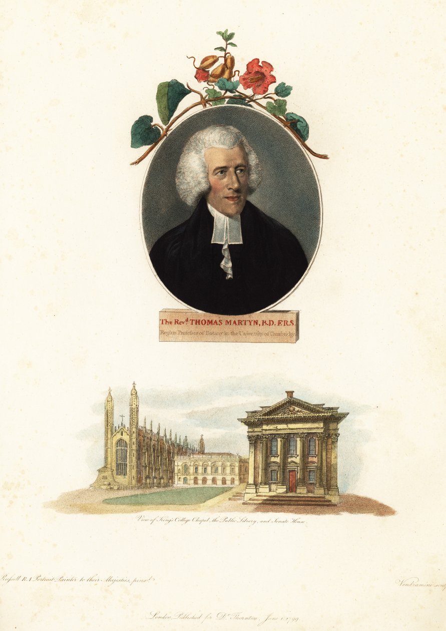 Thomas Martyn, profesor botaniki, Cambridge University.1799 (grafika) autorstwa John Russel