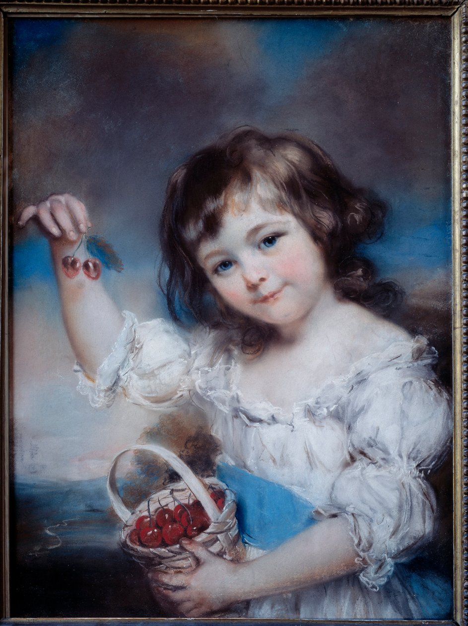 Portret dziewczynki w koszu wiśni Obraz Johna Russela (1745-1806) XIX wiek autorstwa John Russell