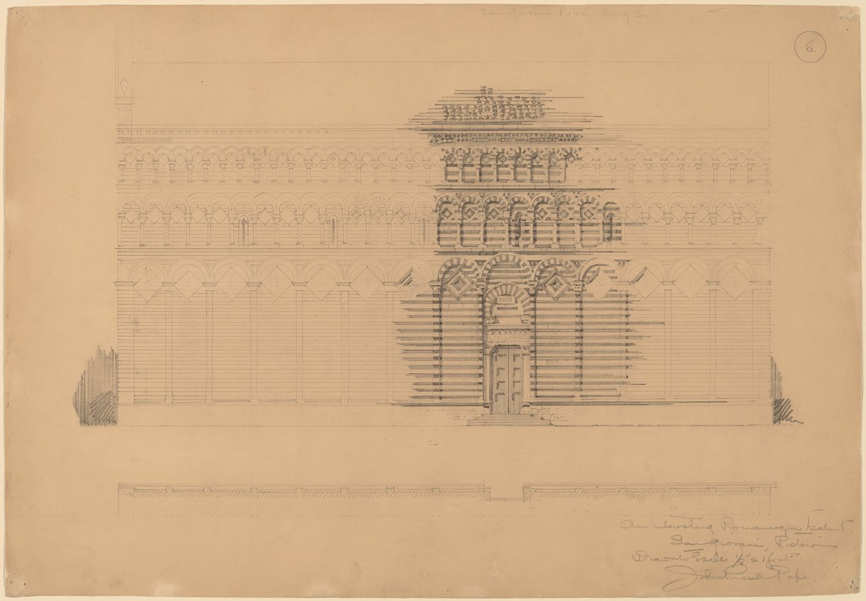 Ciekawe romańskie leczenie, San Giovanni, Pistoia autorstwa John Russell Pope