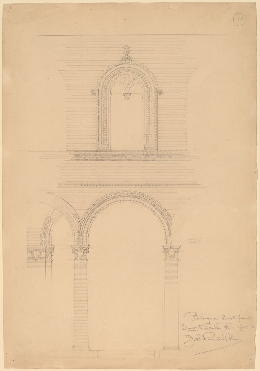Mur z cegły w Bolonii autorstwa John Russell Pope