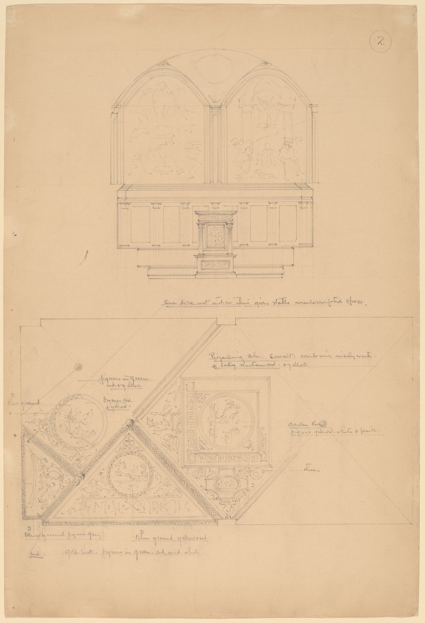 Studium Ołtarza i Paneli Sufitowych autorstwa John Russell Pope