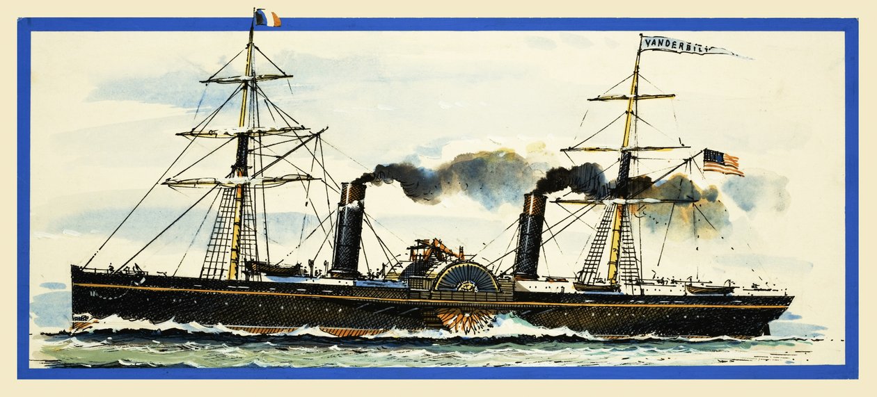 Amerykański parowiec wiosłowy Vanderbilt autorstwa John S. Smith