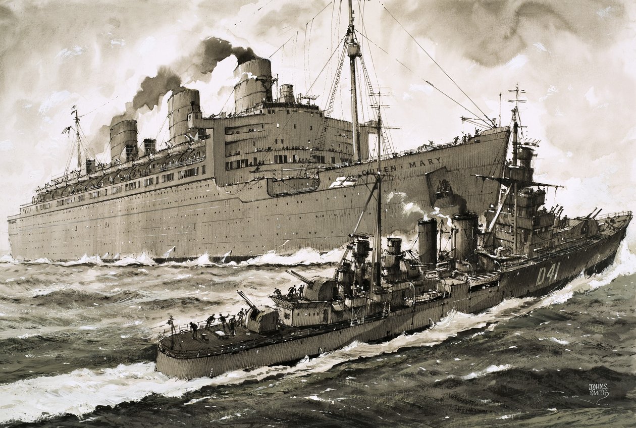 Queen Mary uderza w krążownik Curacoa autorstwa John S. Smith
