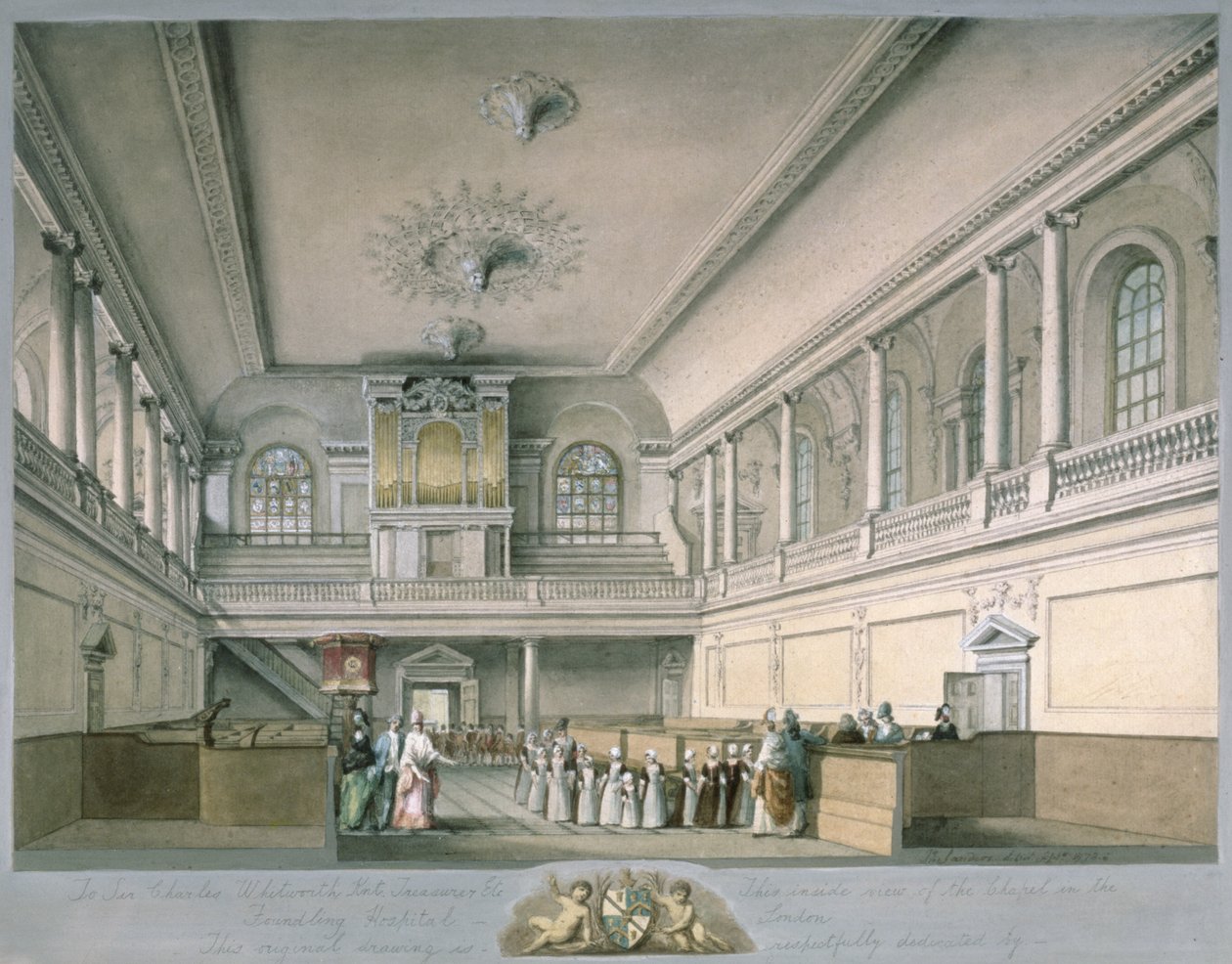 Kaplica Szpitala Fundatorów patrząca na zachód, 1773 autorstwa John Sanders