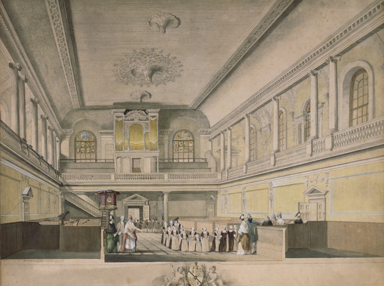 Kaplica Szpitala Fundatorów patrząca na zachód, 1773 autorstwa John Sanders
