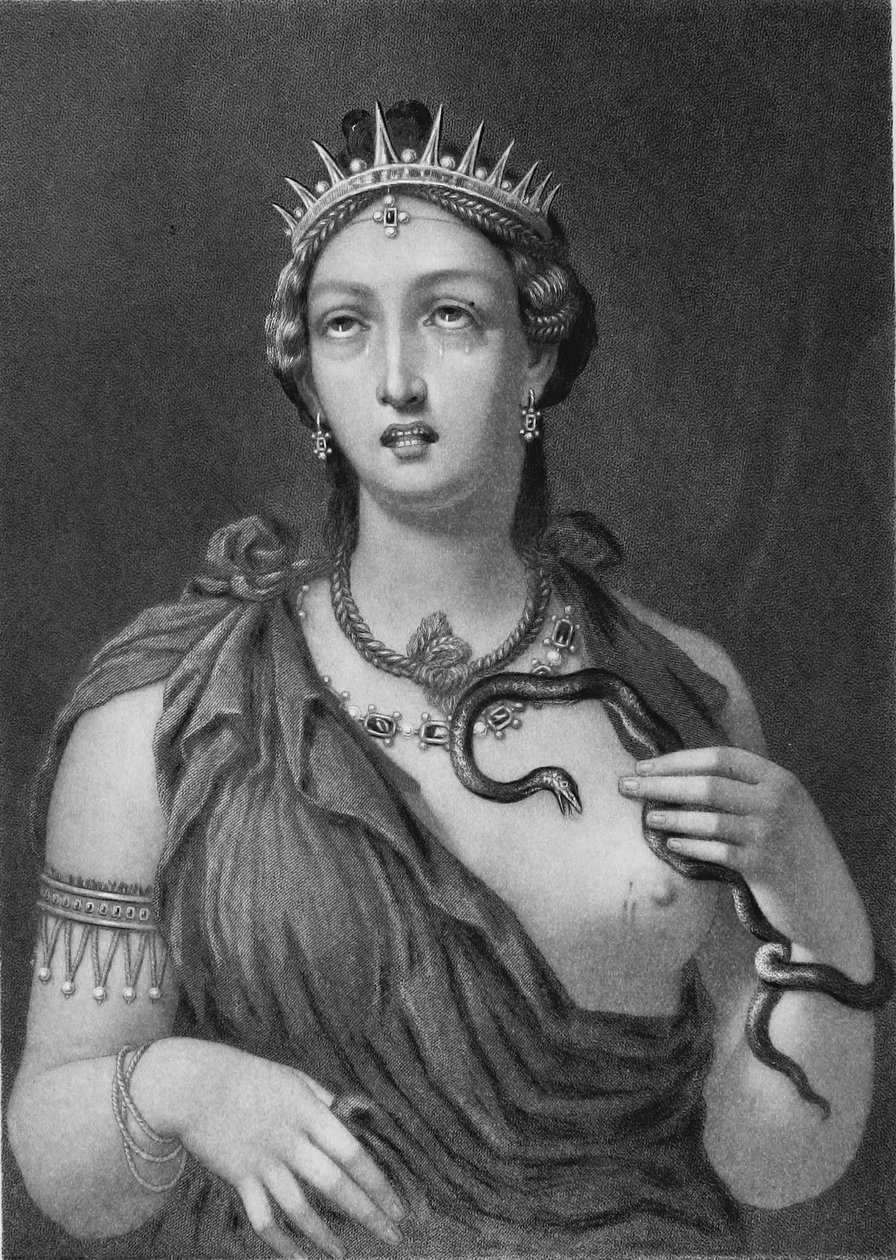 Kleopatra VII, stalowy grawerunek malowidła enkaustycznego znalezionego w willi Hadriana w 1818 r. autorstwa John Sartain
