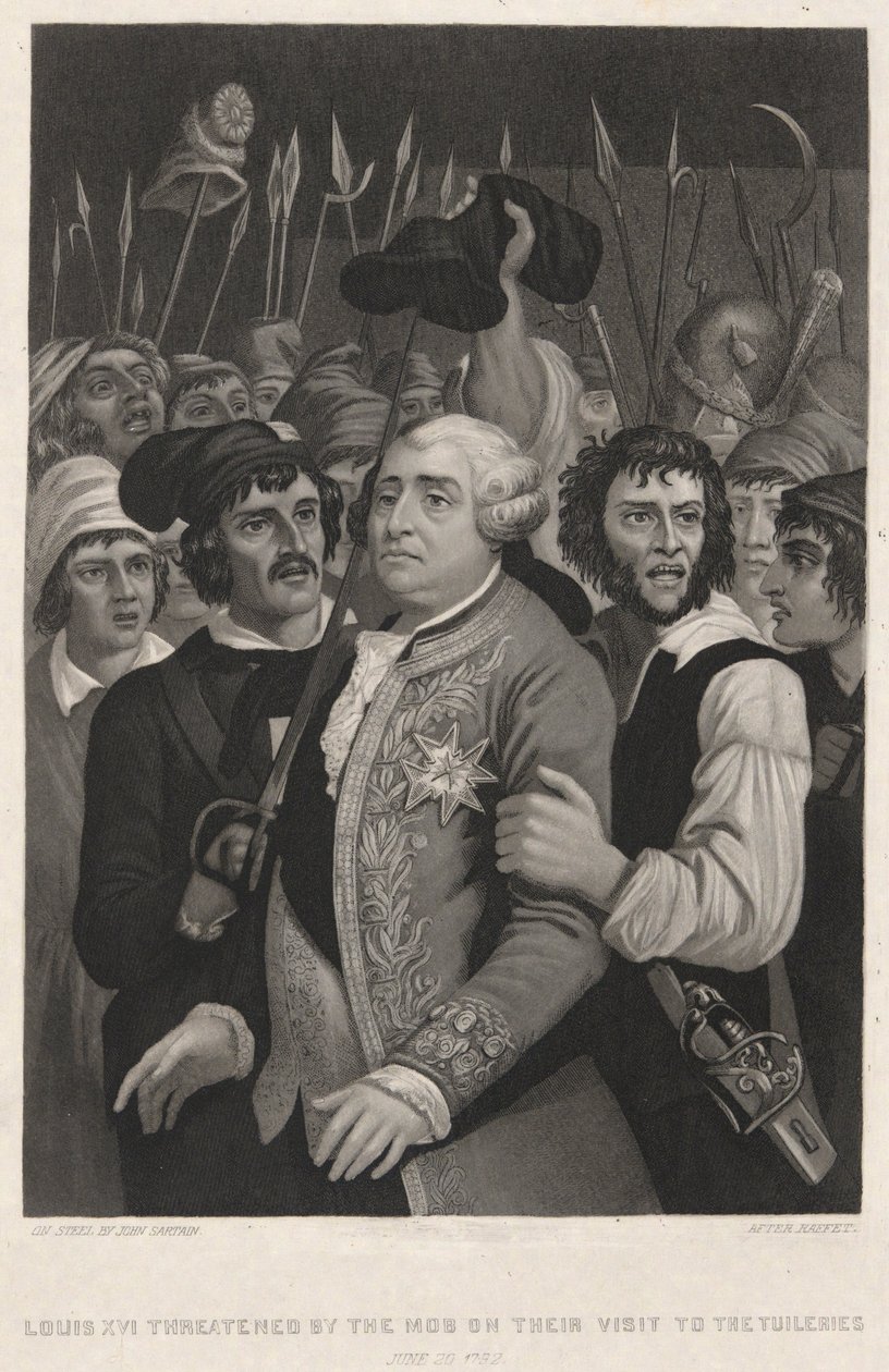 Ludwik XVI zagrożony przez tłum podczas wizyty w Tuileries autorstwa John Sartain