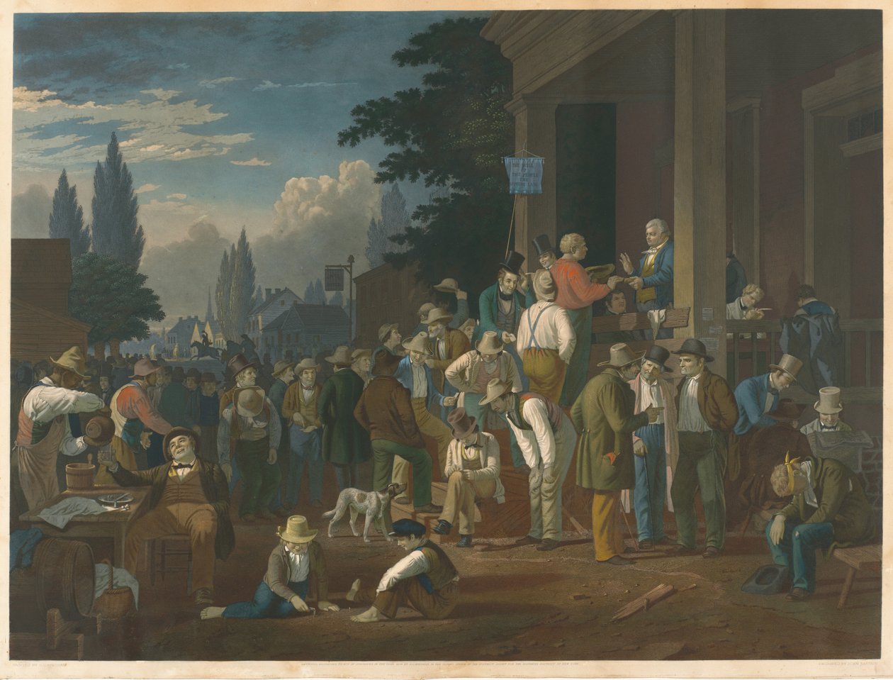 Wybory powiatowe autorstwa John Sartain after George Caleb Bingham