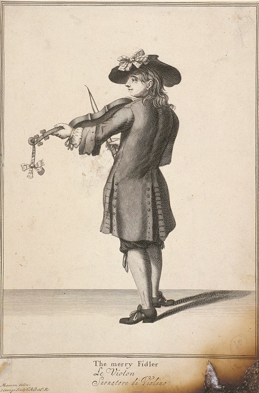 „Wesoły Fidler”, Krzyki Londynu, c1688 autorstwa John Savage