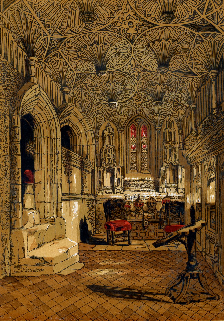 Kaplica Chantry, przylegająca do kaplicy Beauchamp, Warwick, 1845. autorstwa John Scandrett Harford