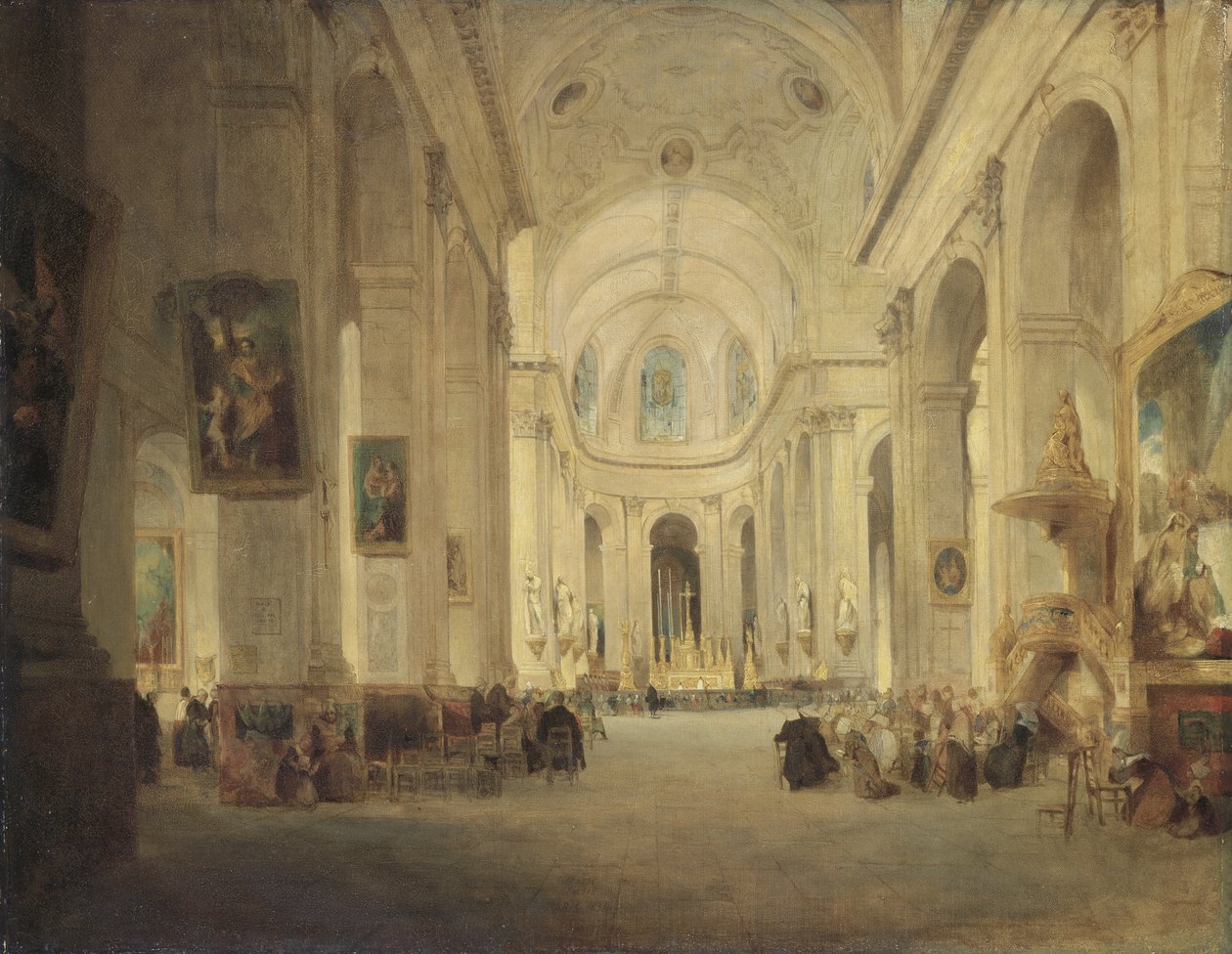 Wnętrze St. Sulpice w Paryżu autorstwa John Scarlett Davis