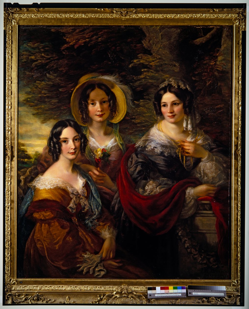 Muotokuva Frances, Charlotte & Catherine Voules (kanvas)kiillotus autorstwa John Scarlett Davis
