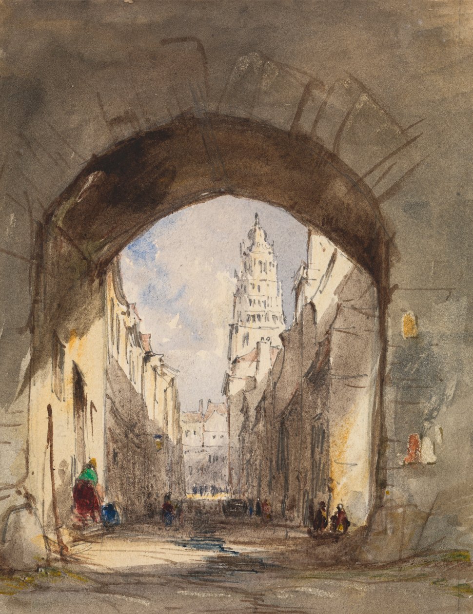 Scena uliczna w Calais autorstwa John Scarlett Davis