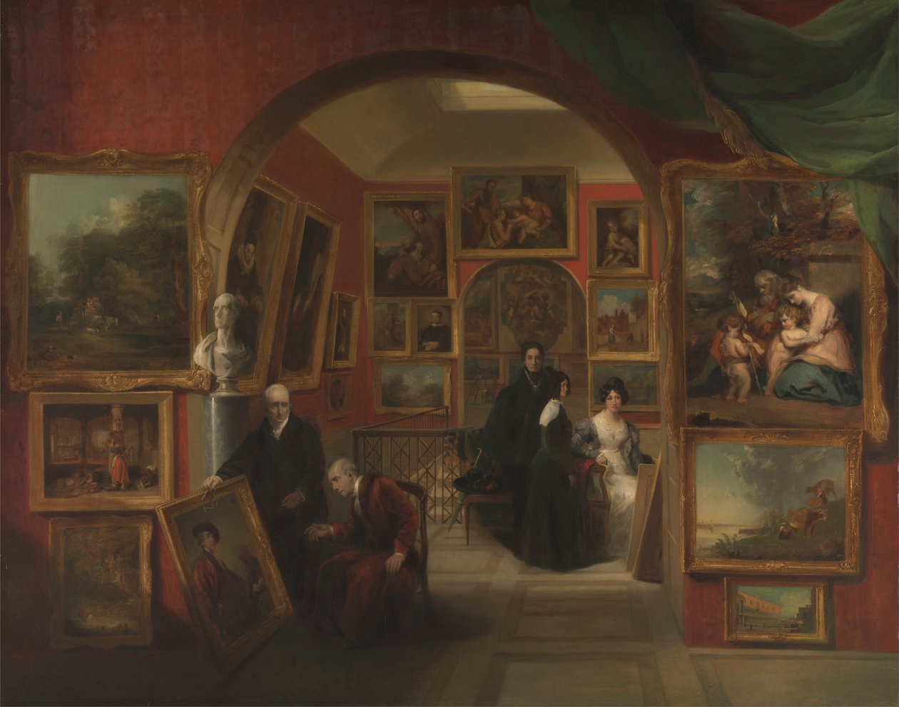 Wnętrze galerii British Institution Gallery autorstwa John Scarlett Davis
